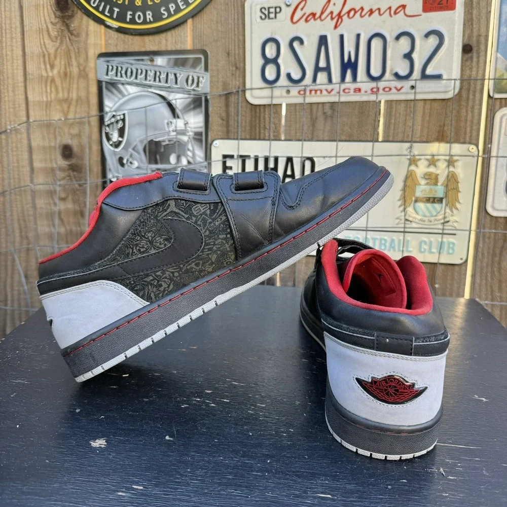Sz 13 2008 Nike Air Jordan‎ 1 Low Strap Retro I Black Stealth Grey 20 Laser 3